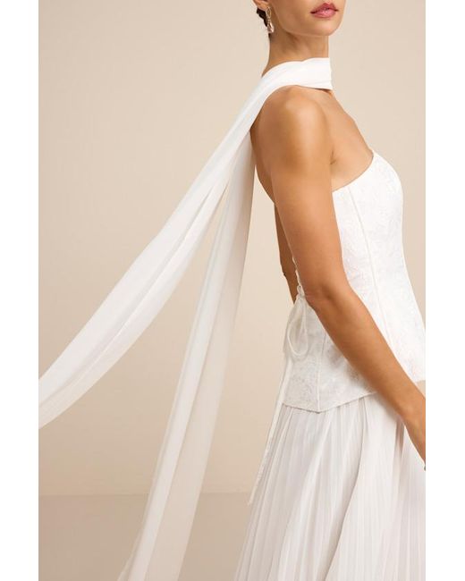 Lulus Natural Eloise Jacquard Pleated Maxi Dress And Scarf Set