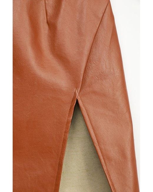 Lulus Natural Walking The Walk Camel Vegan Leather Mini Skirt