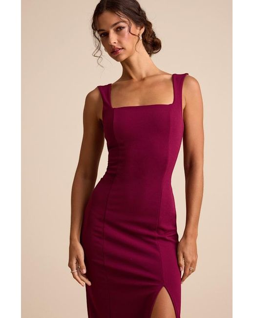 Lulus Red Inspiring Allure Square Neck Column Maxi Dress