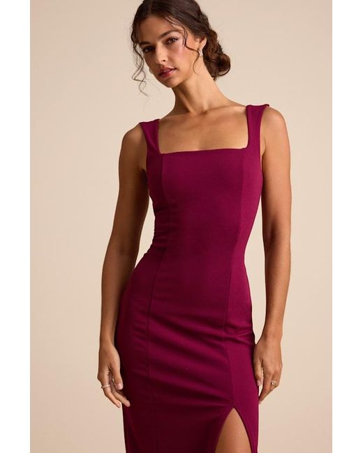 Lulus Women's Red Inspiring Allure Square Neck Column Maxi Dress