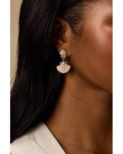Lulus Natural Nerissa Seashell Drop Earrings