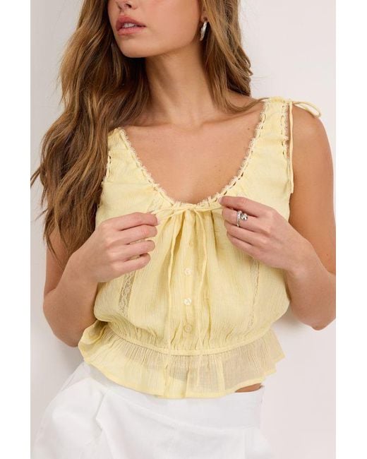 Lush Yellow Capria Button-Front Tank Top