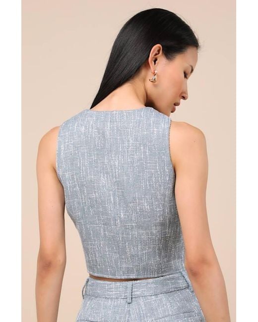 Lulus Natural Alfonsa Tweed Button-Front Vest Top
