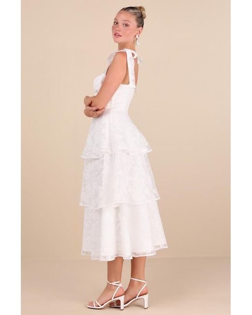 Lulus Natural Glamorous Sweetie Burnout Tie-Strap Bustier Midi Dress