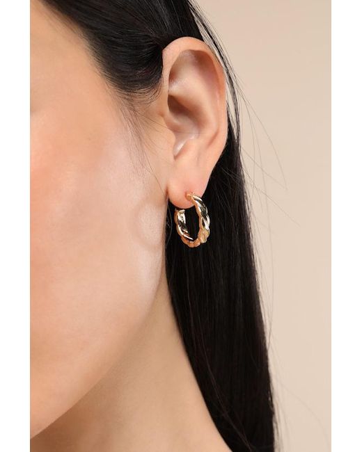 Lulus Natural Makana Textured Rhinestone Six-Piece Hoop Earring Set