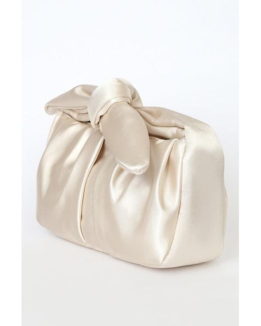 Lulus Brown Essential Style Satin Knot Handle Clutch Bag