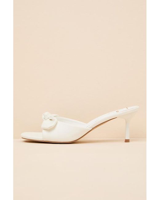 Lulus Natural Lancee Bone Bow High Heel Slide Sandals