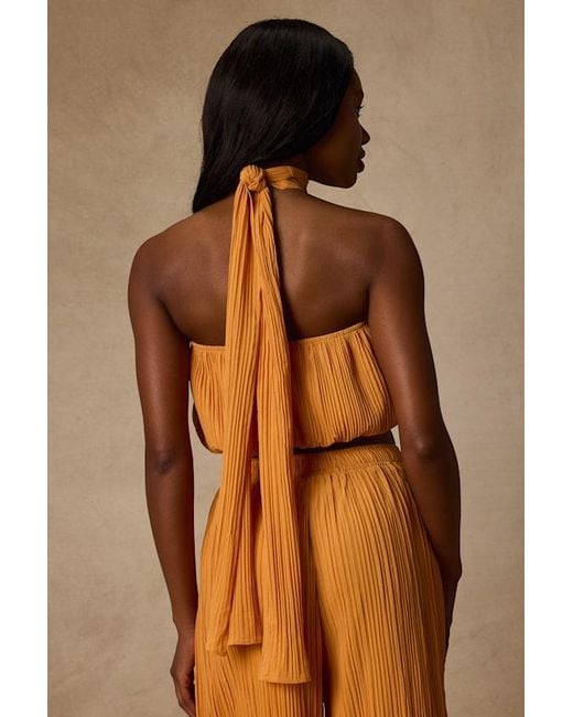 Lulus Orange Nikaia Light Plisse Halter Top