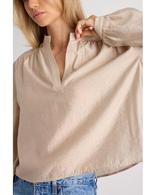 Lulus Natural Zhena Gathered Balloon Sleeve Top