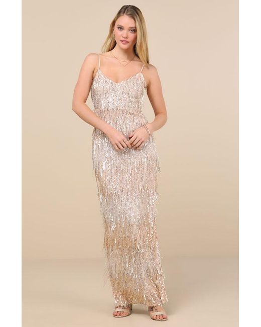 Lulus Fringe Dress Silver Sequin Fringe Lulus Tassel Dress Silver Fringe  Sequin
