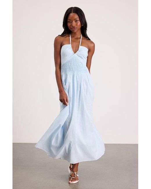 Lulus White Kylene Pleated Halter Maxi Dress