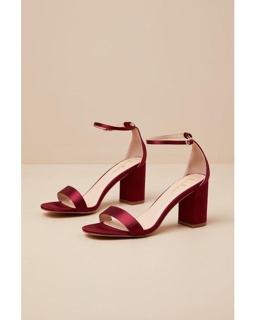 Lulus Pink Arylee Sangria Satin Ankle Strap Heels