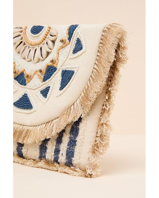 Lulus Brown Taiya Boho Beaded Fringe Clutch