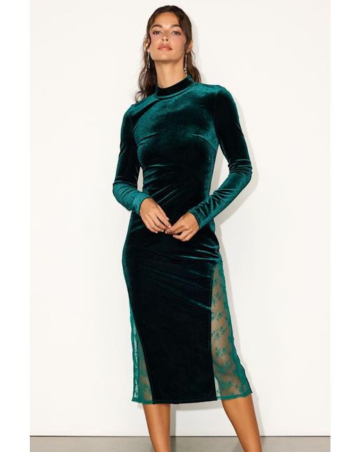 Lulus Multicolor Eloquent Drama Velvet Mock Neck Midi Dress