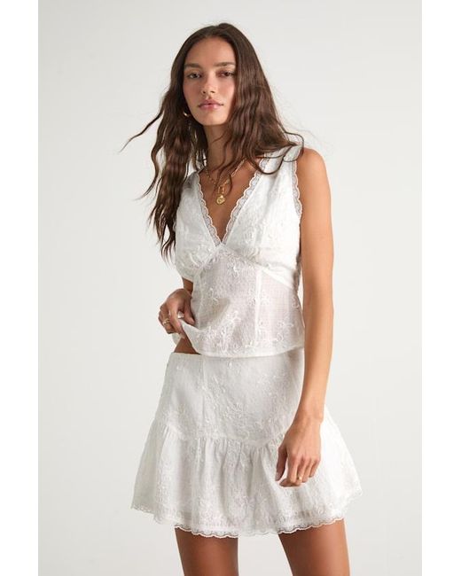 Lulus White Dessie Embroidered Mini Skirt