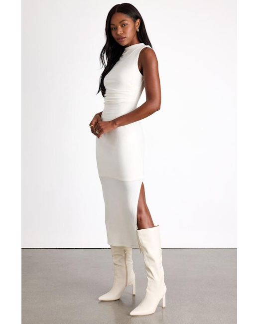 Lulus White Zephine Sleeveless Sweater Midi Dress
