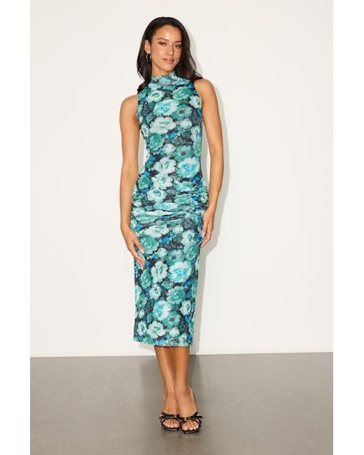 Lulus Blue Prettiest Energy And Floral Mesh Midi Dress