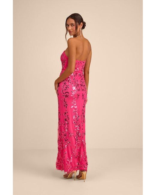Lulus Pink Vannetta Sequin Strapless Maxi Dress