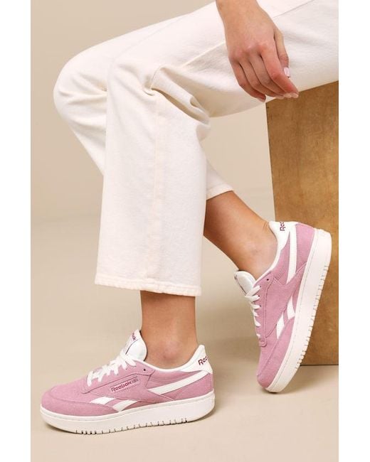 Reebok Pink Club C Double Revenge Suede Leather Sneakers