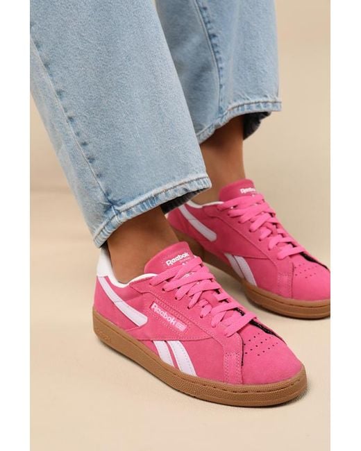 Reebok Pink Club C Grounds Uk True Suede Leather Sneakers