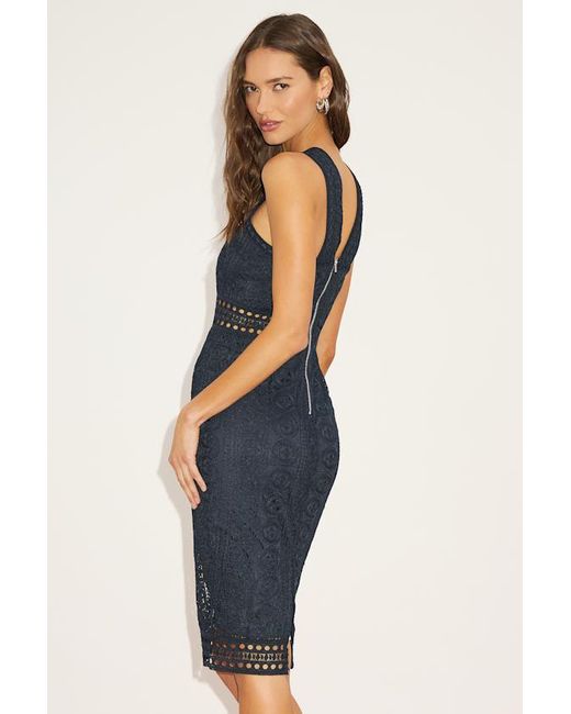 Lulus Blue Cocktail Ready Crochet Lace Midi Dress