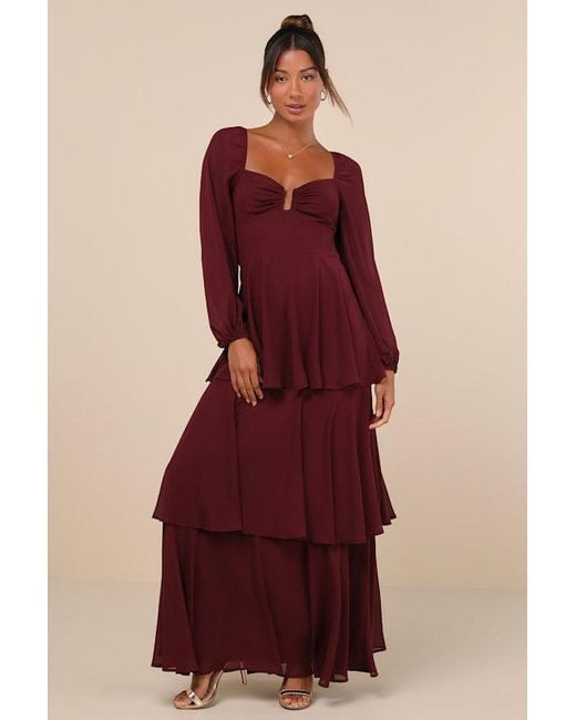 Lulus Tier To Enchant Long Sleeve Tiered Maxi Dress | Lyst Lulus Tier To Enchant Long Sleeve Tiered Maxi Dress | Lyst
