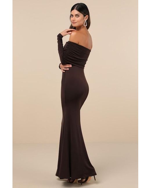 Lulus Black Effortlessly Stunning Dark Off-The-Shoulder Maxi Dress