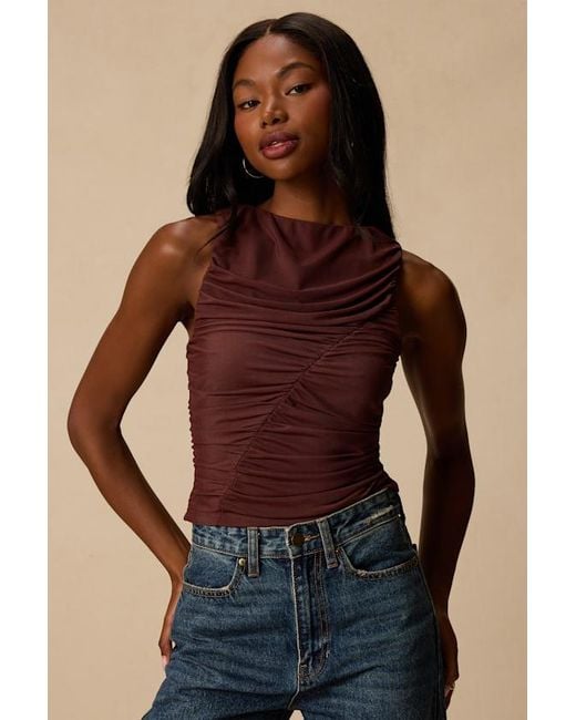 Lulus Red Camari Mesh Ruched Tank Top