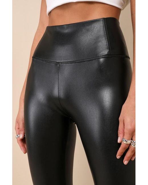Lulus Black Keep It Sleek Vegan Leather Leggings