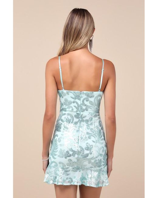 Lulus Blue Vivacious Energy Sequin Sleeveless Mini Dress