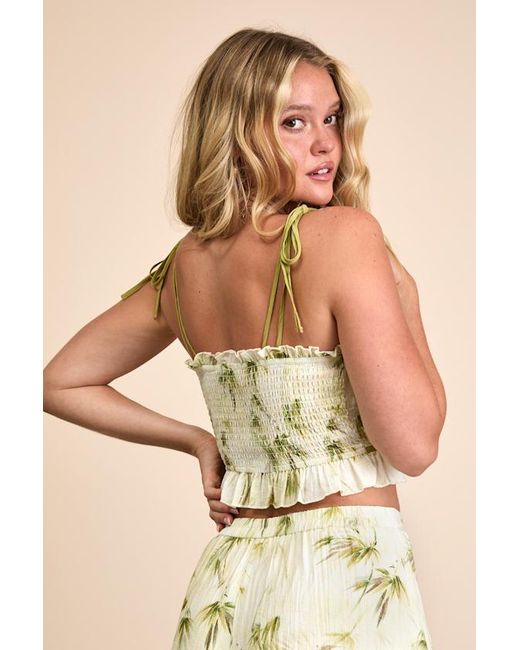 Lulus Natural Alvima Multi Leaf Print Tie-Strap Cami Top