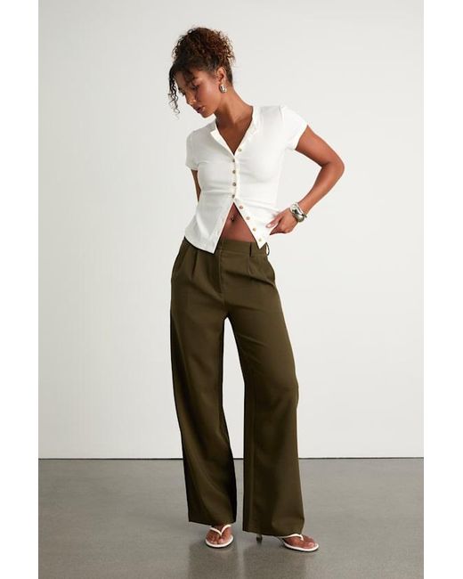 Lulus Natural Cleo Dark Tailored Wide-Leg Trousers