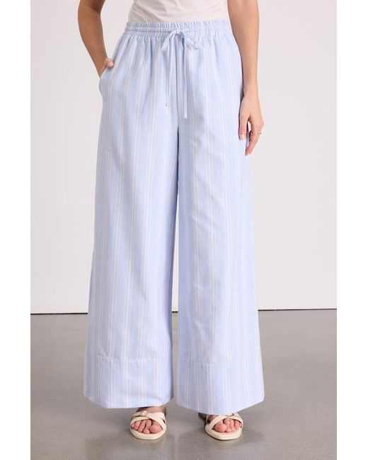 Lulus White Brisa Striped Cuffed Wide-Leg Pants