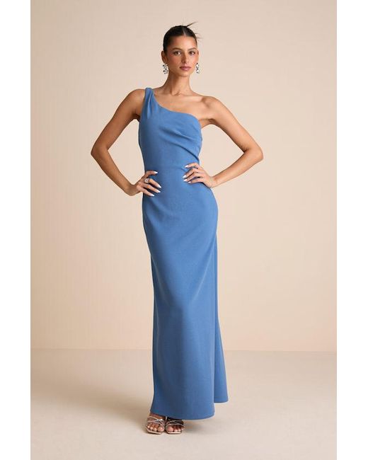 Lulus Blue Maevyn Cowl Back Column Maxi Dress