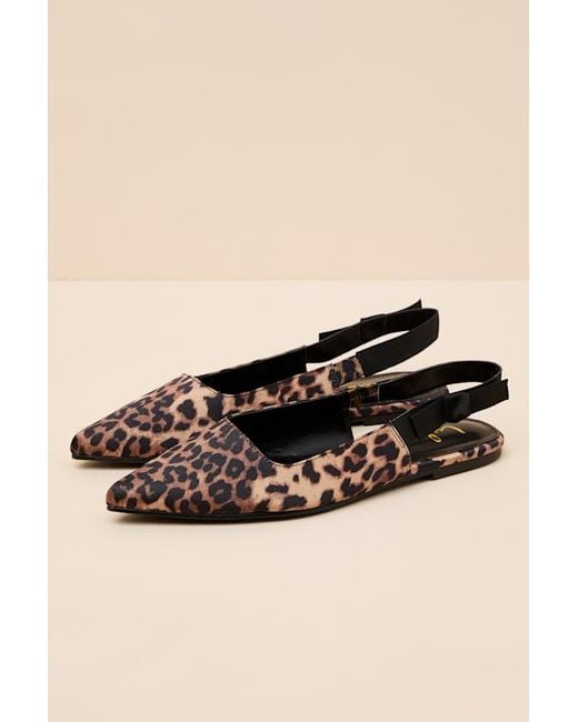 Lulus Natural Brianna Leopard Pointed-Toe Slingback Flats