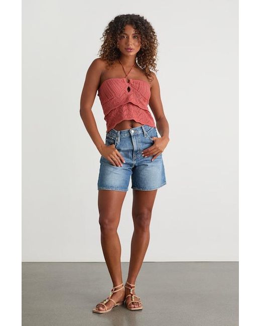 Lulus Linden Rusty Rose Crochet Cutout Tiered Halter Top