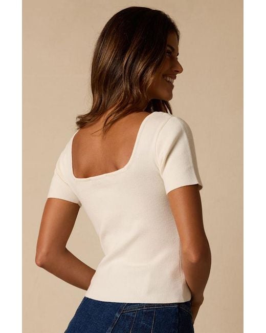 Lulus Natural Dalida Ribbed Knit Short Sleeve Top