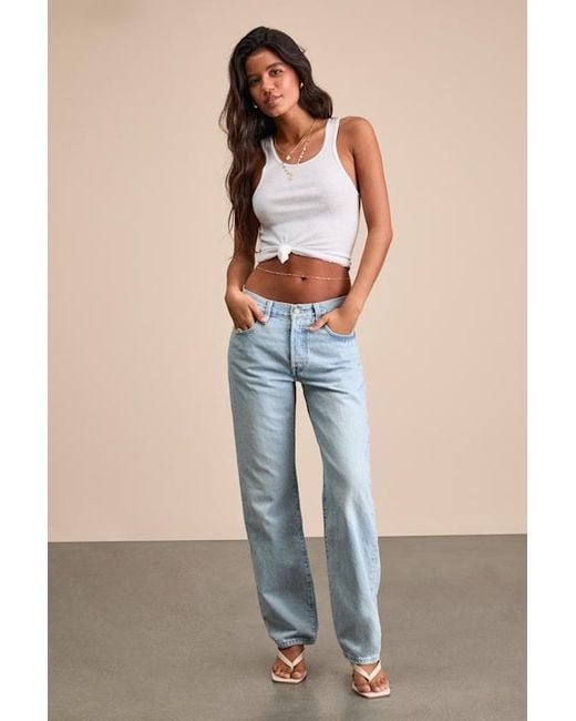 Levi's Blue 501 '90S Light Wash Mid-Rise Straight Leg Jeans