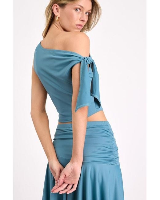 Lulus Blue Lizzy Jersey Knit Asymmetrical Top
