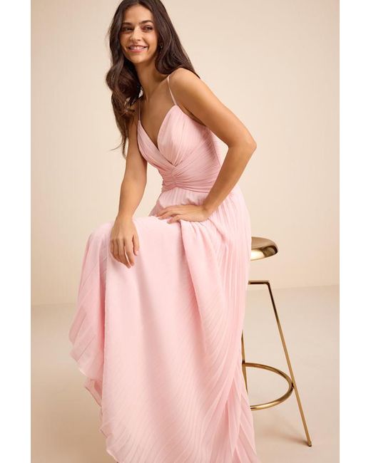 Lulus Pink Corella Pleated Backless Maxi Dress