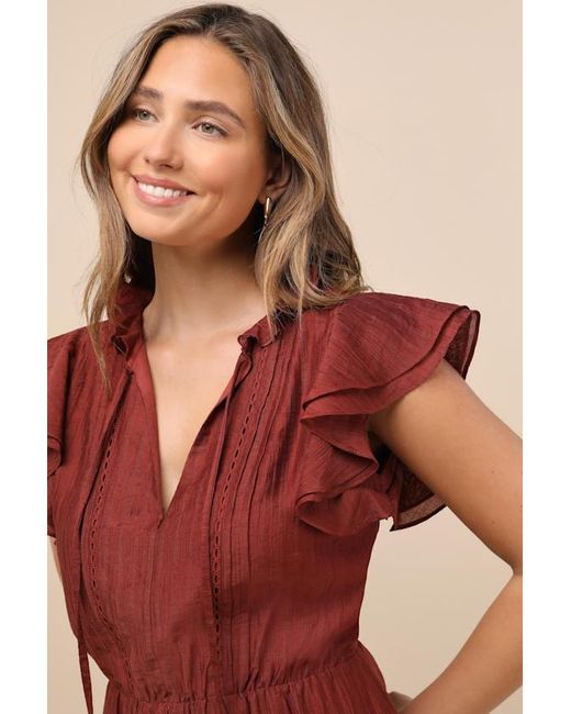 Lulus Tanaya Flutter Sleeve Tiered Mini Dress