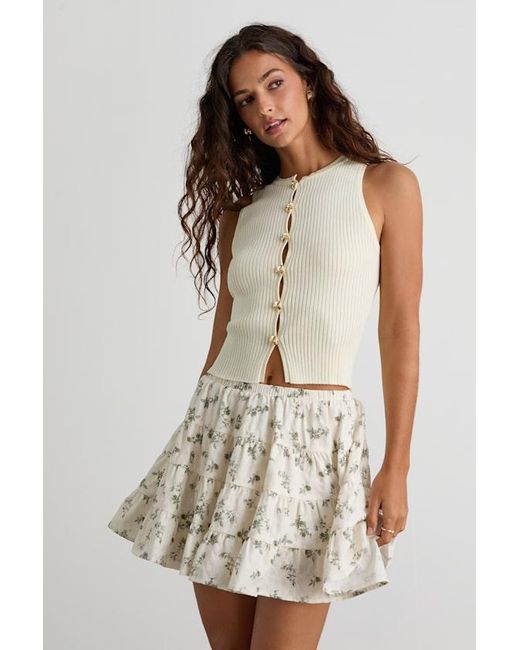 Lulus White Chloe Floral Tiered Mini Skirt