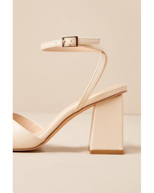 Lulus Natural Faunna Bone Ankle Strap High Heel Sandals