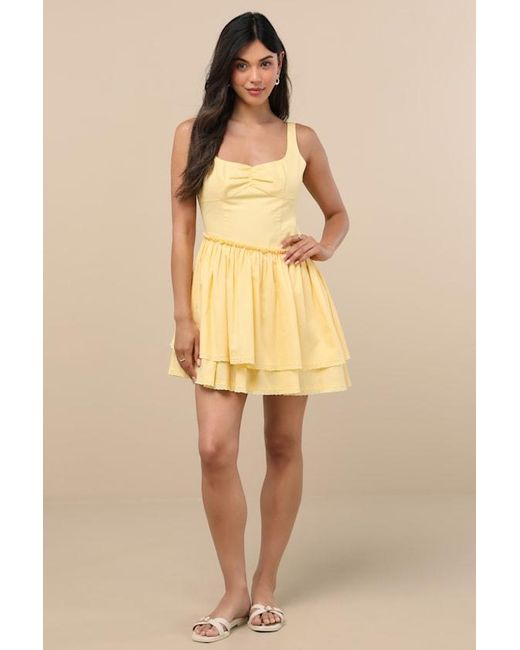 Lulus Natural Aspyn Tiered Asymmetrical Mini Dress