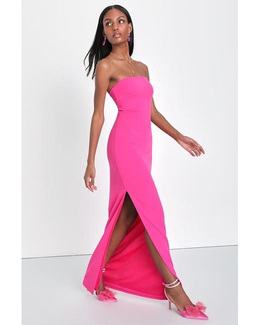 Lulus Pink Elaborate Excellence Strapless Bodycon Maxi Dress