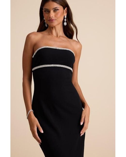 Lulus Black Kassine Rhinestone Cutout Strapless Maxi Dress
