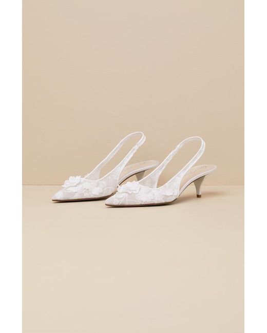 Betsey Johnson Natural Sb-Dian 3D Floral Pointed-Toe Slingback Pumps
