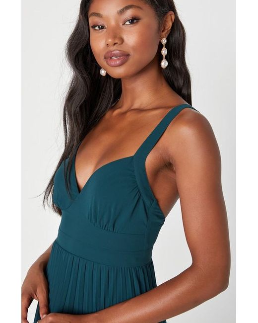 Lulus Blue Luxe Perfection Pleated Tiered Backless Maxi Dress