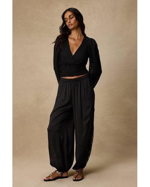 Lulus Black Evette Lace High-Rise Jogger Pants