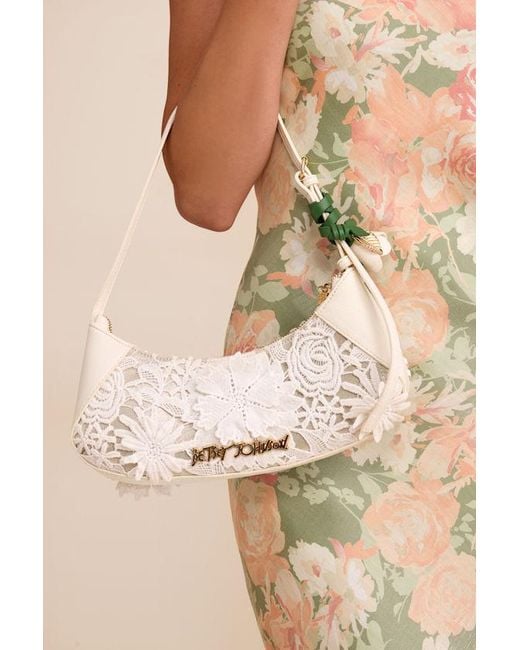 Betsey Johnson Natural Lacey Crochet Shoulder Bag